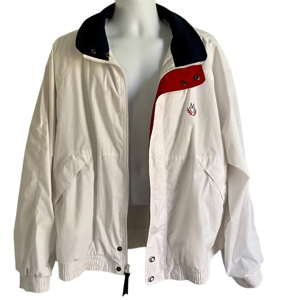 Members Only White Full Zip Jacket Men's XL